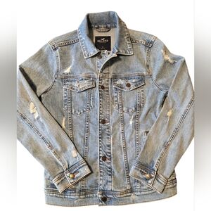 Hollister Light Wash Distressed Denim Jacket - Men's Small